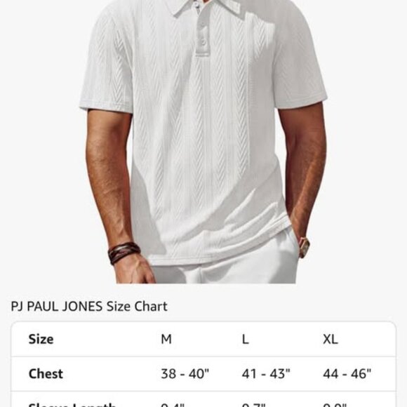 PJ PAUL JONES MENS TEXTURED KNIT POLO SHIRT SHORT SLEEVE REGULAR FIT STRETCH - Picture 2 of 3
